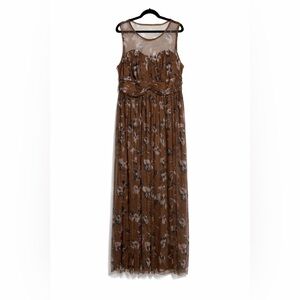 Chic Floral Brown Maxi Dress